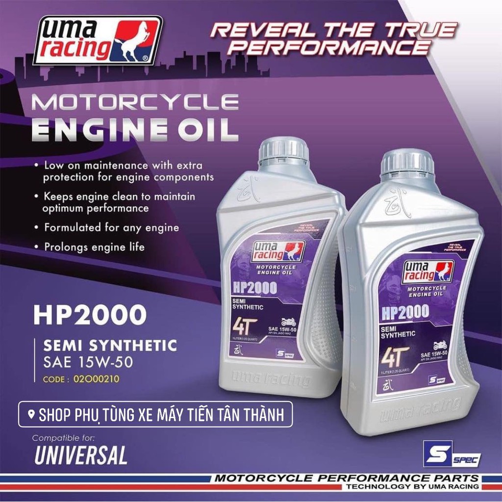 DẦU NHỚT ĐỘNG CƠ SEMI &amp; FULLY Uma Racing - Engine Oil 4T 5W40 / 10W40/15W50 ( XE SỐ_TAY GA)