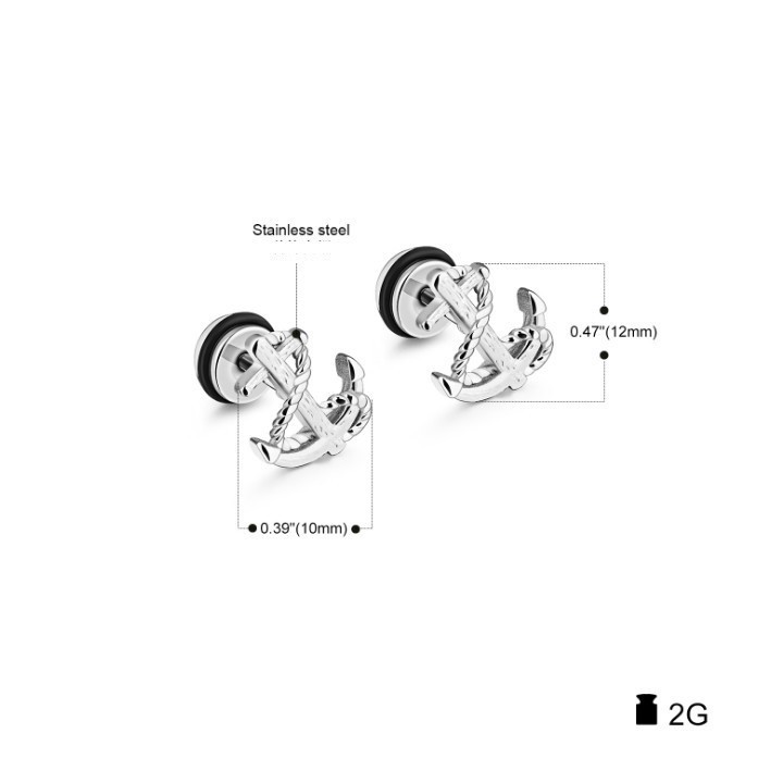 Bông Tai Nam Hình Mỏ Neo Titan Không Đen TT 1682