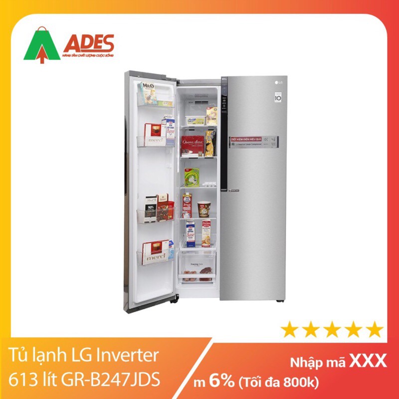 [Mã 154ELSALE2 giảm 7% đơn 300K] Tủ lạnh LG Inverter 613 lít GR-B247JDS - Giá chưa bao gồm VẬN CHUYỂN NỘI THÀNH