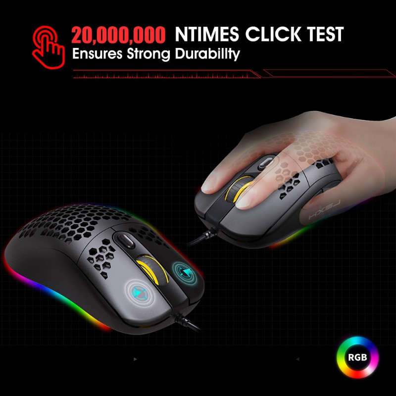 Chuột có dây đục lỗ thoáng khí 6 chế độ DPI RGB tùy chỉnh có đèn chuyên dùng