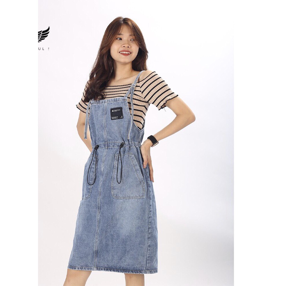 Yếm váy jean nữ phối dây rút cao cấp Yếm bò ulzzang phong cách Hàn Quốc ,Q_boutique | BigBuy360 - bigbuy360.vn