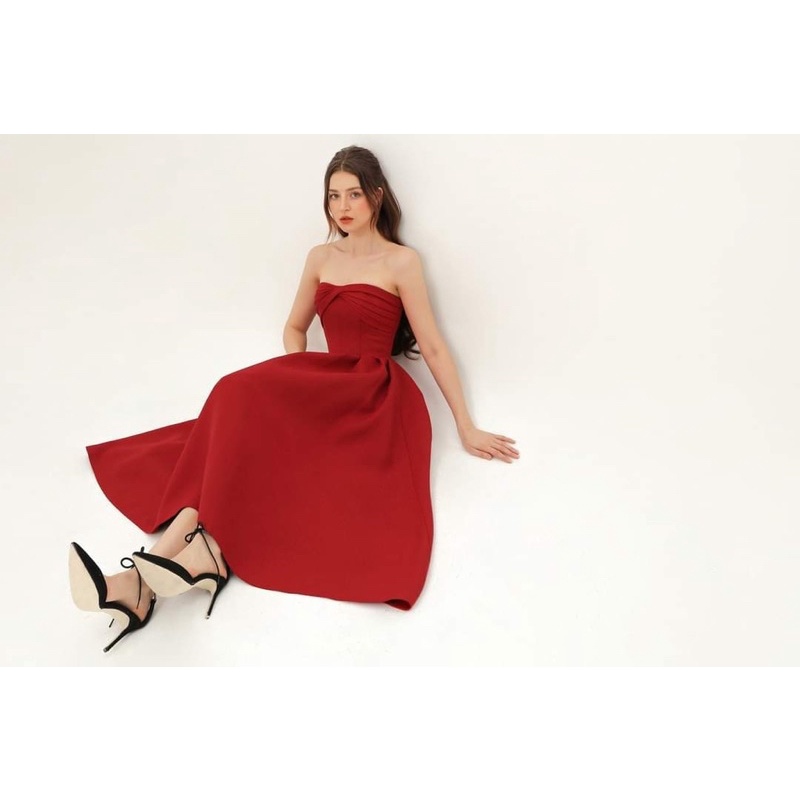 LOLANTHE DRESS BY CHAMS- Đầm xòe cúp ngực xếp ly ngực và eo
