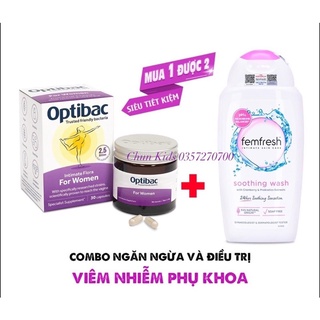 Combo Dung dịch vệ sinh + Men vi sinh Optibac tím hỗ trợ các vấn đề về ph.khoa
