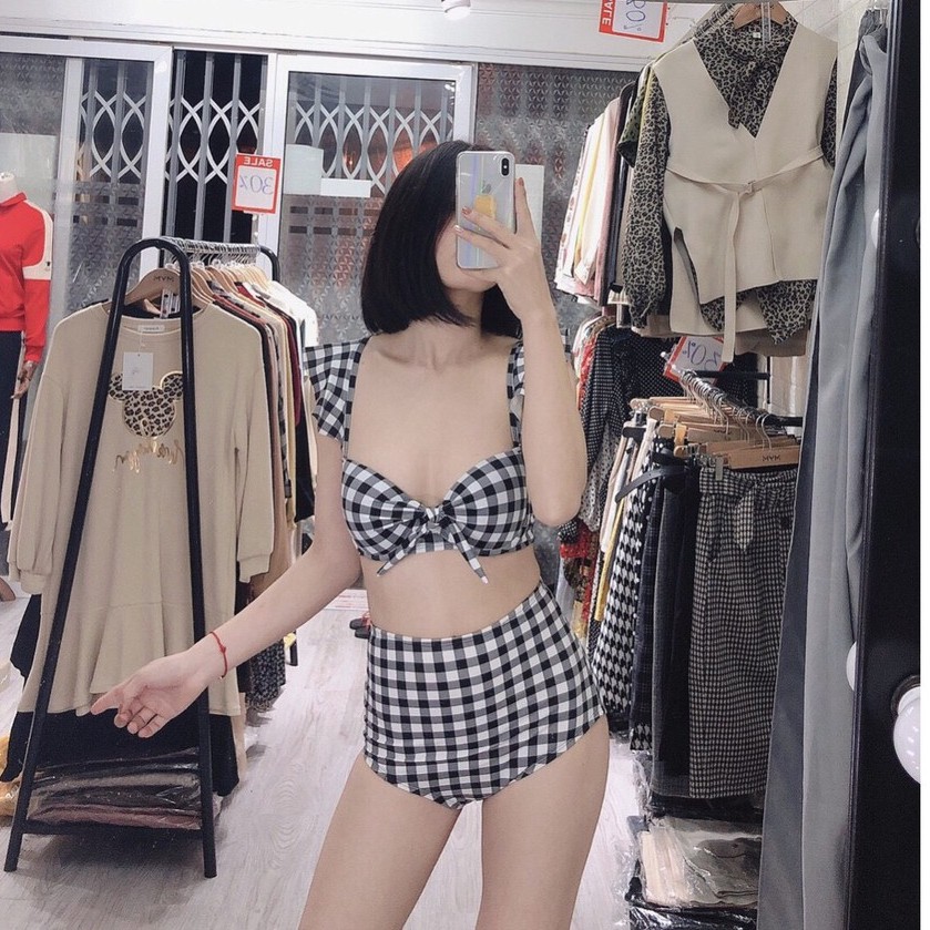 Bikini 2 mảnh Cánh Tiên Nơ Ngực Quần Cạp Cao-secxy cực tôn dáng-bikinistore Bộ Bơi Yêu Thích nữ