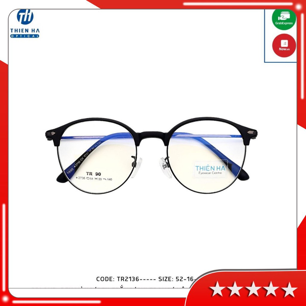 Gọng kính cận tròn TR2136, gọng kính nhựa kết hợp kim loại dáng tròn , nhiều màu hot trend Hàn Quốc