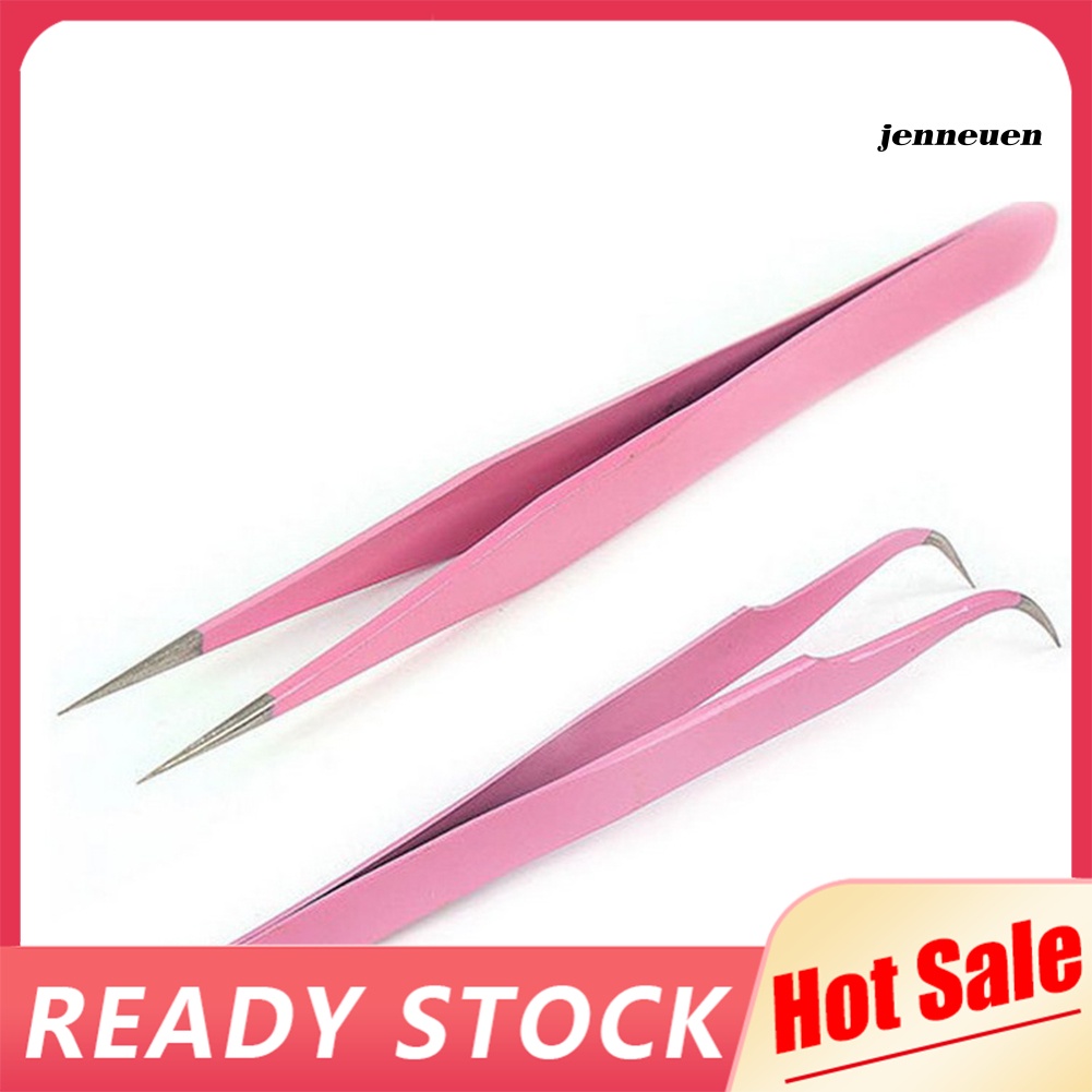 Je- Nhíp Gắp Lông Mi Giả Thẳng / Cong Bằng Thép Không Gỉ Tiện Lợi