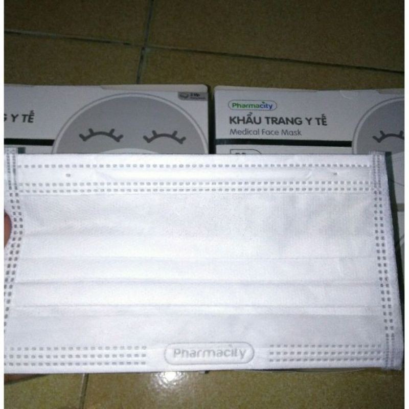 ☑️Hộp 50 khẩu trang PHARMACITY cao cấp màu xanh-trắng 3 lớp