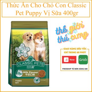 PVN311 - Thức ăn khô/ Hạt Classic puppy hương vị Sữa hạt nhỏ, giúp cún dễ ăn, dễ hấp thụ dành riêng cho chó con gói 400g