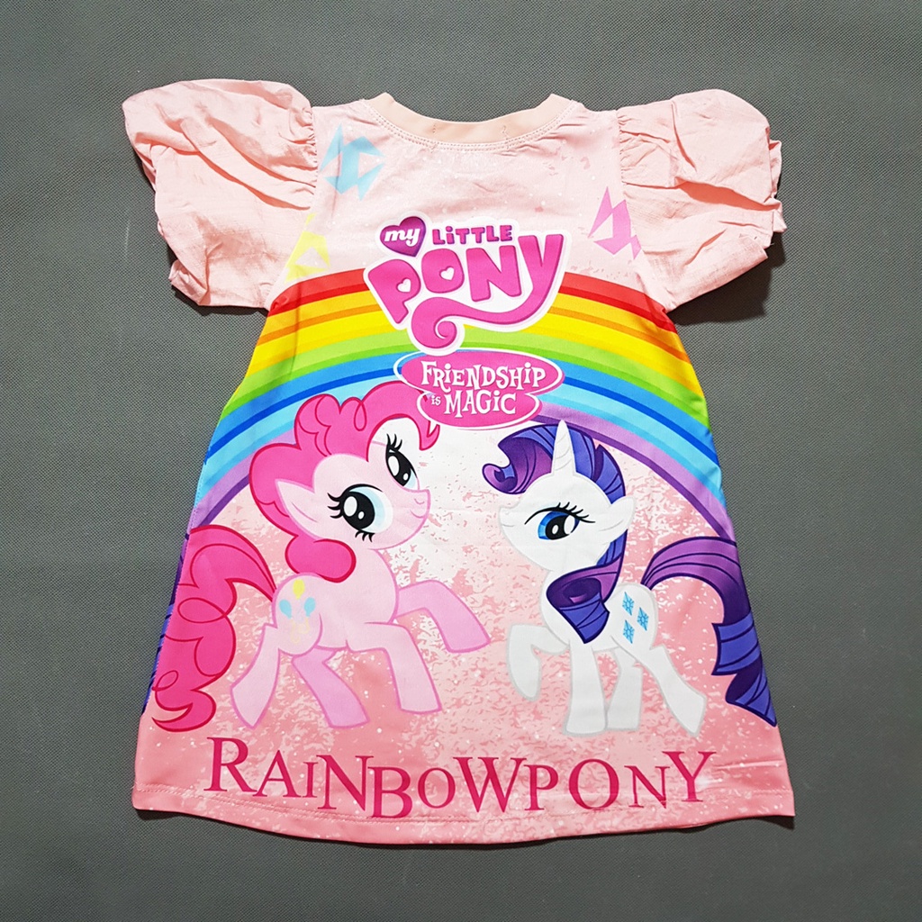 Đầm thun from suông chữ A in 3d ngựa pony  công chúa elsa và nàng tiên cá siêu mềm mát  cho bé gái