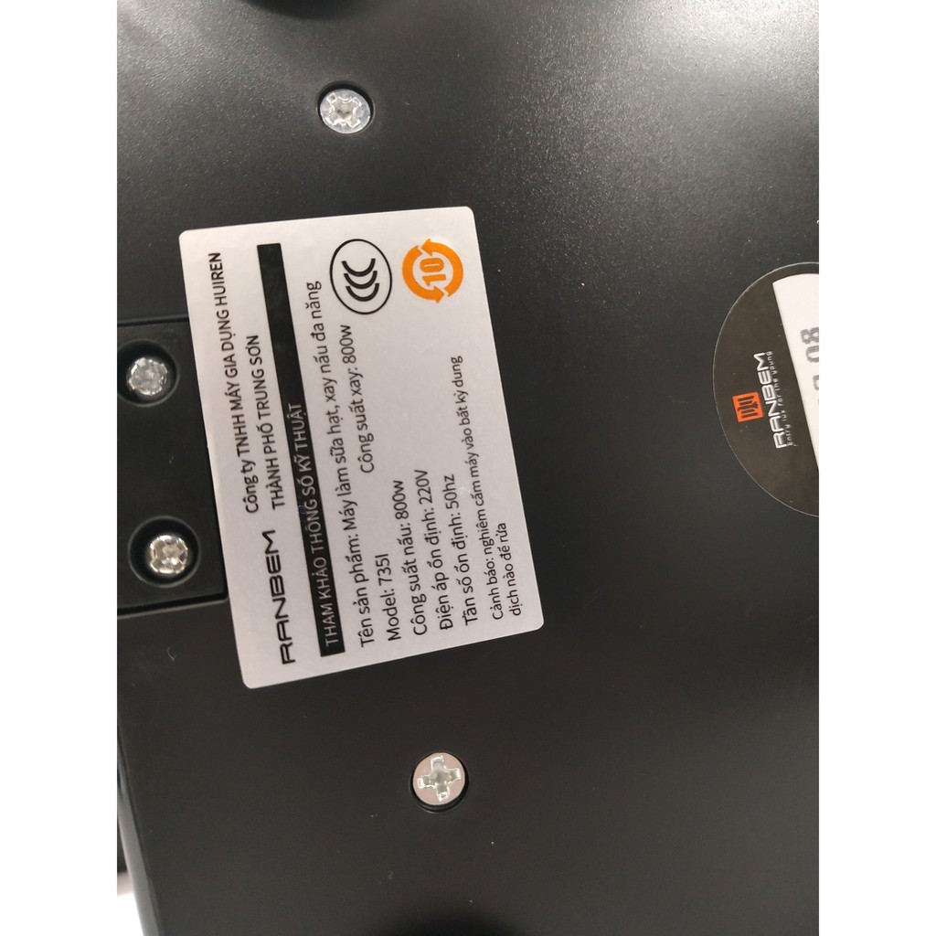 Máy làm sữa hạt đa năng Ranbem 735I - Model 2020 nắp Inox (Tặng 101 công thức làm sữa hạt)