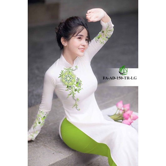 Vải may áo dài in 3D hoa ngực cực xinh.Có clip vải thật