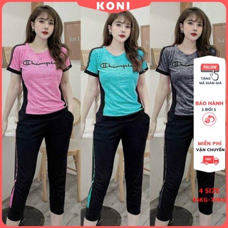 Set đồ bộ nữ lửng cotton co giãn áo thun cộc tay 4 size thời trang KONI K14 .