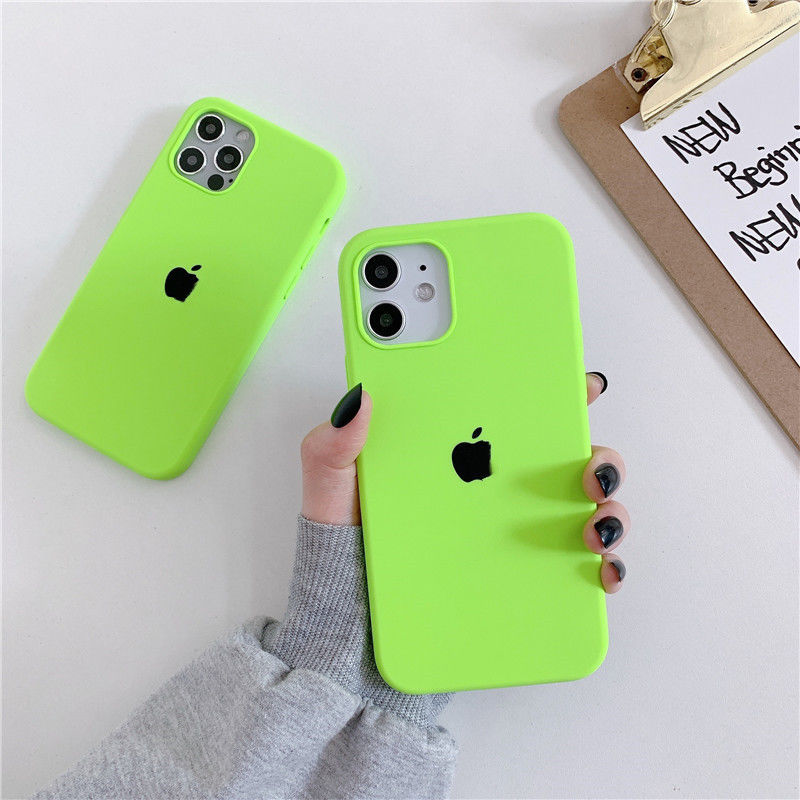 Ốp Lưng Silicone Màu Xanh Lá Dạ Quang Cho Iphone 12 / 12 Pro Max / 12mini / 11 Pro Max Se2020 X Xs Max Xr 8plus 7plus 7 8 6s 6p