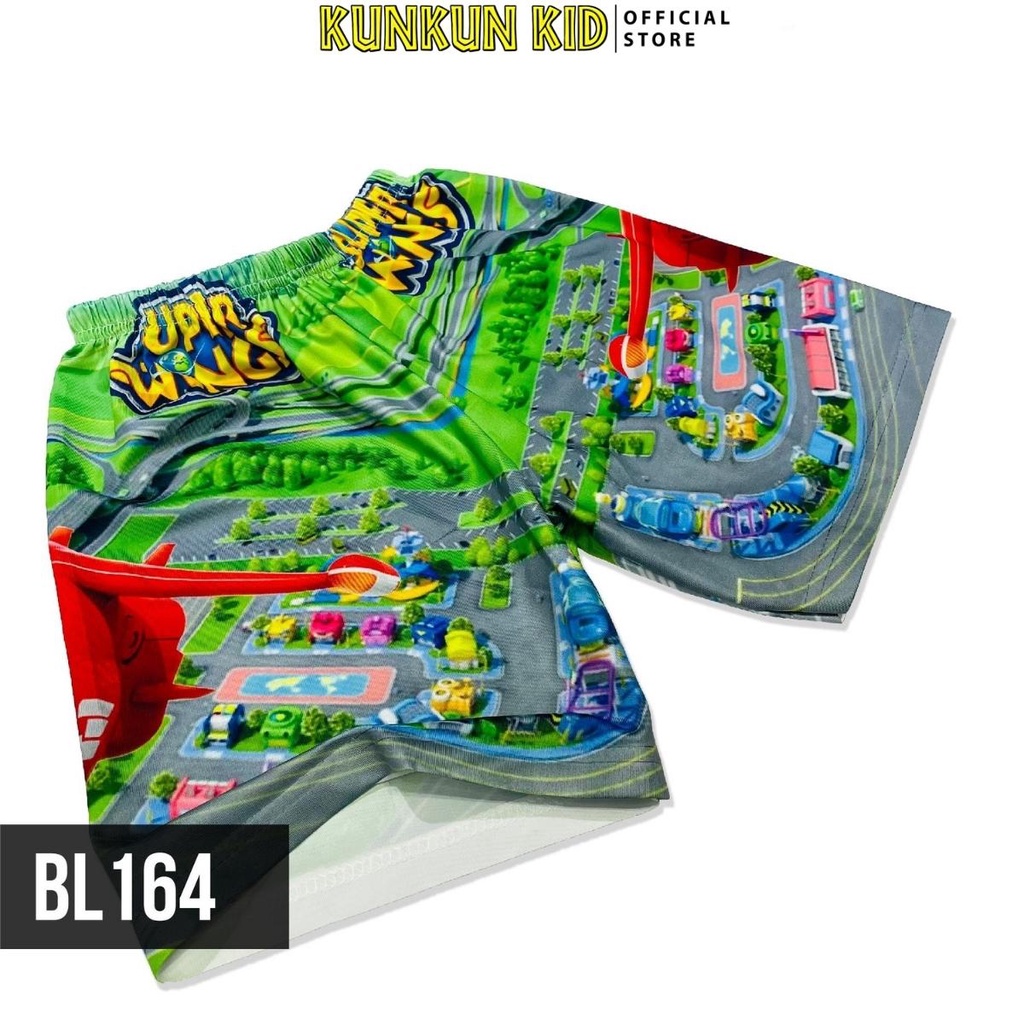 Quần áo bé trai Thun lạnh size đại từ 10kg - 40kg in 3d hình super wings Kunkun Kid BL164