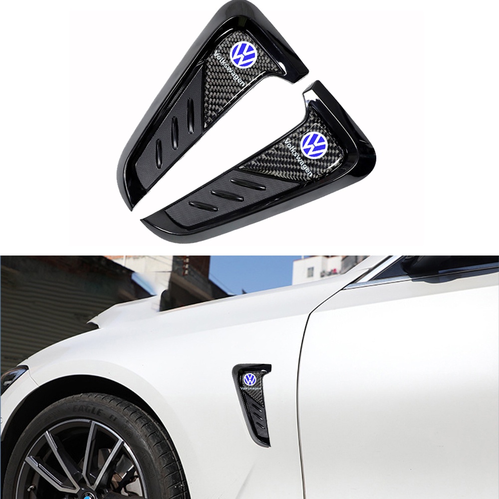 FENDER Set 2 Miếng Dán Trang Trí Viền Lỗ Thông Gió Bằng Sợi Carbon Cho Xe Hơi Volkswagen