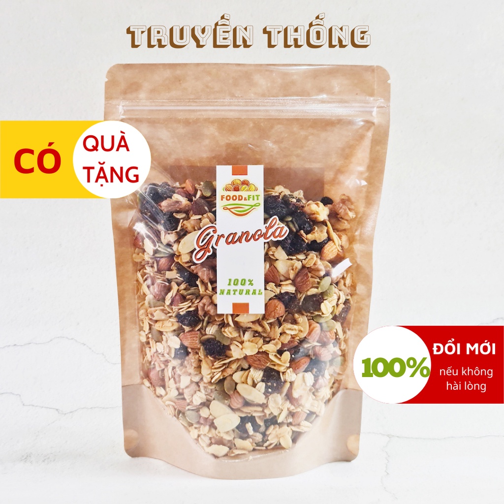 [Mã GROXUAN1 giảm 8% đơn 150K] Ngũ cốc dinh dưỡng granola siêu hạt vị truyền thống - ăn kiêng, giảm cân không đường100%