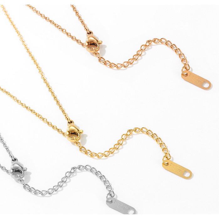 Dây chuyền titan nữ 3 khoanh tròn đính đá vuồng siêu đẹp, bền màu, chuẩn thời trang