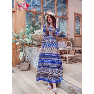 Đầm maxi họa tiết thổ cẩm. TK