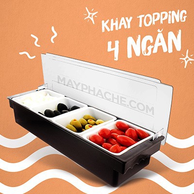 [Giá Sỉ] Khay topping 3-4-5-6 ngăn chứa đựng đồ hoa quả decor, thạch nhựa có nắp đậy