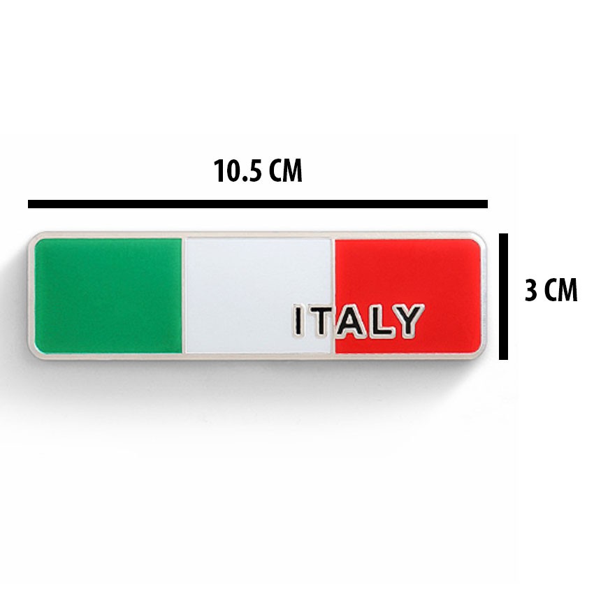 Sticker metal hình dán kim loại Sticker Factory - Chủ đề cờ Ý Italia 10.5x3cm