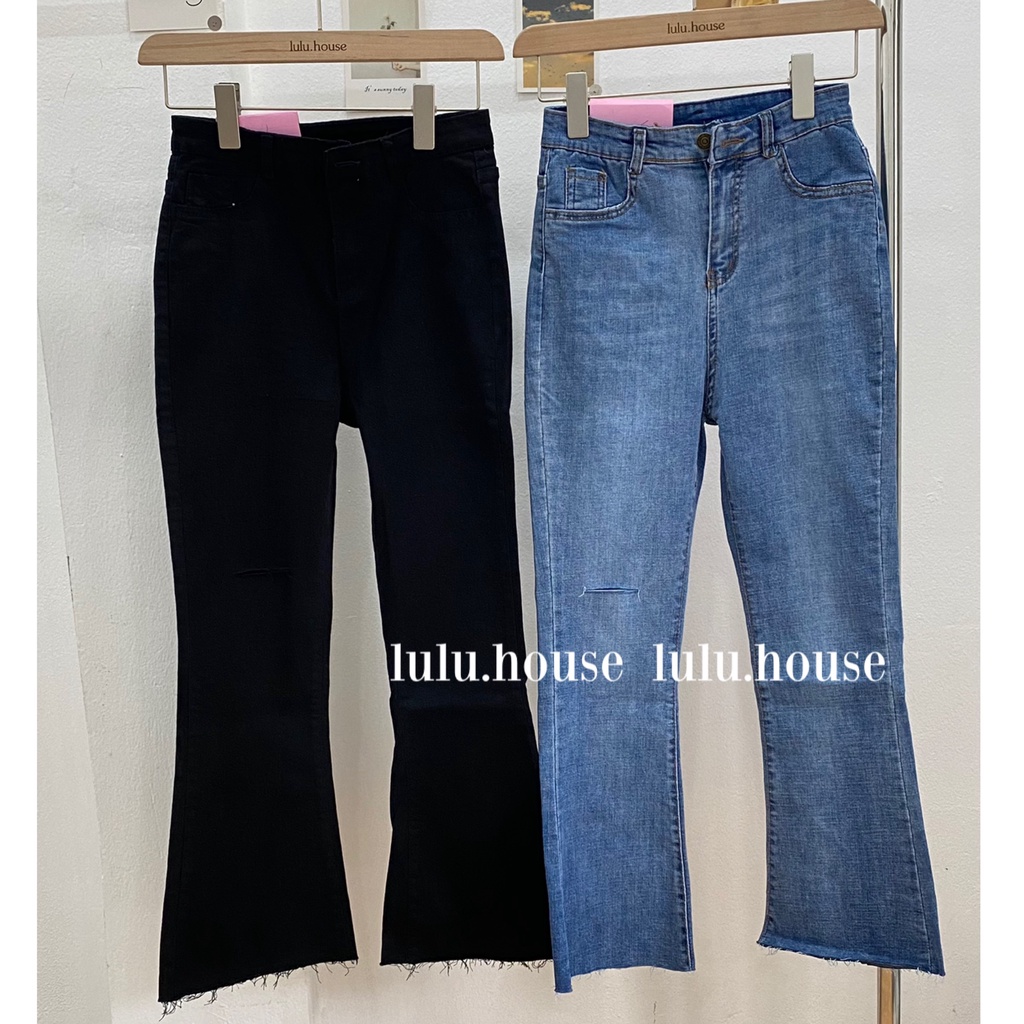 Quần Jeans vẩy rách ống loe hàng QC mã 1317