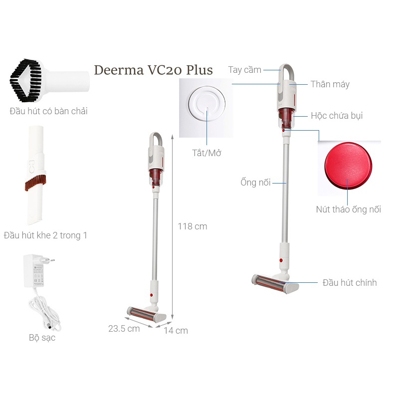 Máy hút bụi KHÔNG DÂY Deerma Vacuum Cleaner VC01/VC20Plus