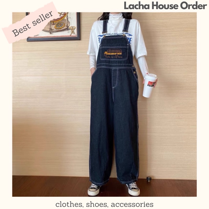 Y03 Quần Yếm Jeans Dáng Rộng Bigsize