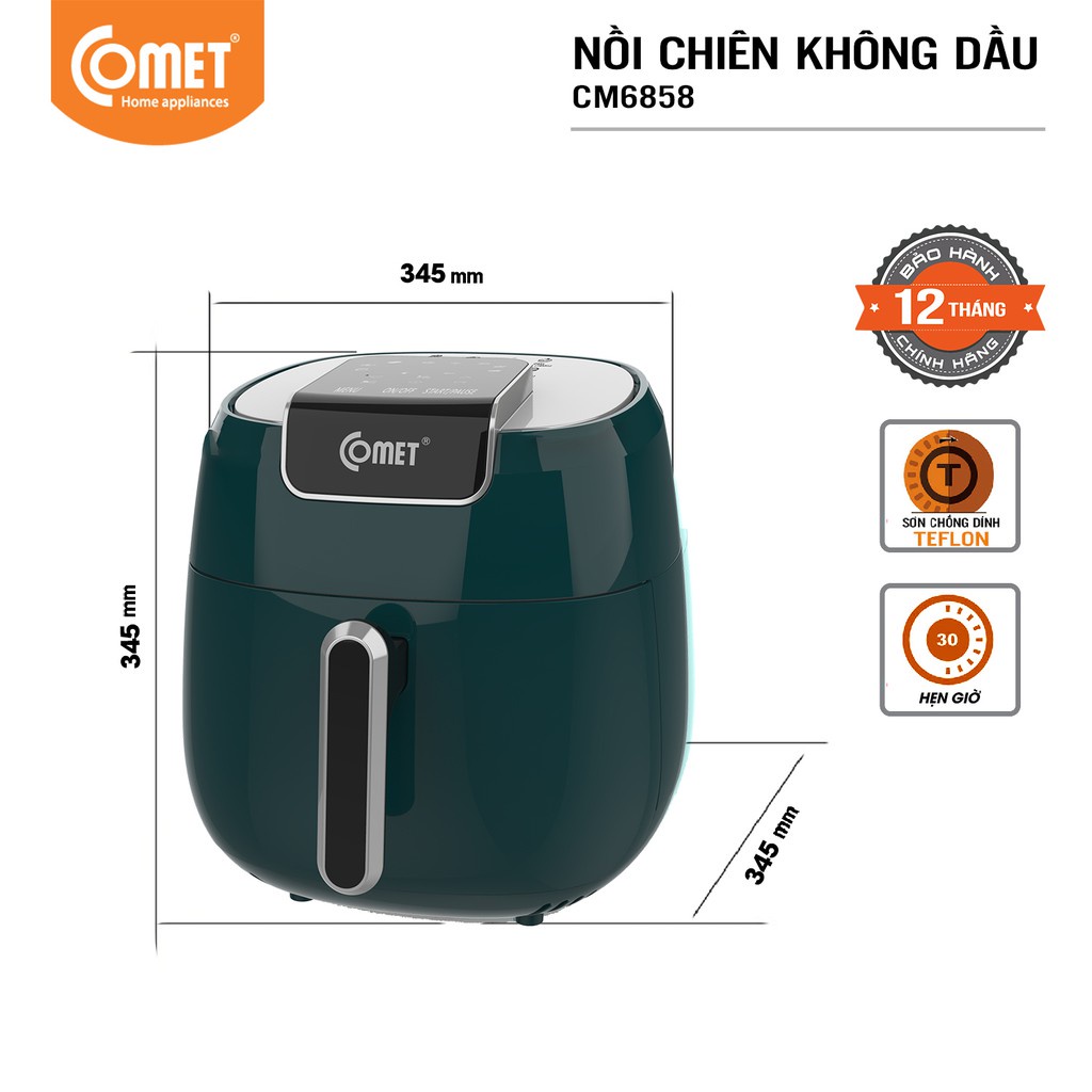 Nồi Chiên Không Dầu Điện Tử 4,2L COMET CM6858 - Hàng Chính Hãng (Bảo Hành 12 Tháng)