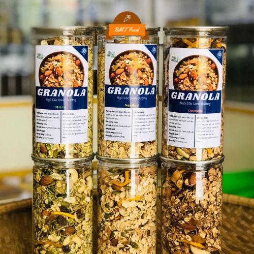 500g Ngũ Cốc Hạt Granola Ăn Kiêng Nhiều Hạt, Không Đường