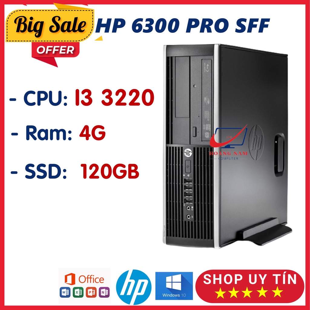 Máy Tính Để Bàn Giá Rẻ i3 ⚡Freeship⚡ Case Đồng Bộ HP 6300 Pro SFF (i3 3220/Ram 4G/SSD 120GB) - Hàng Chính Hãng