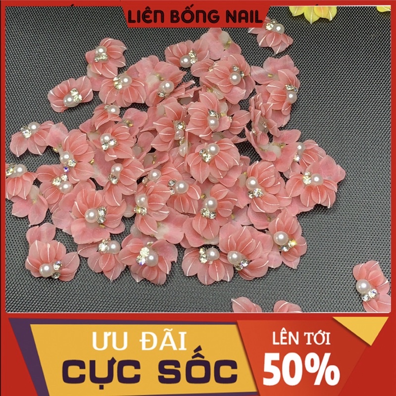 Cúc nhọn ruby kẻ - Hoa bột nail