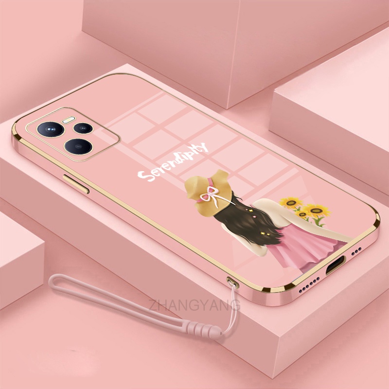 Ốp lưng Realme c35 Ốp Điện Thoại TPU Silicon Viền Mạ Màu Hình Cô Gái Xinh Đẹp Cho Realme c35