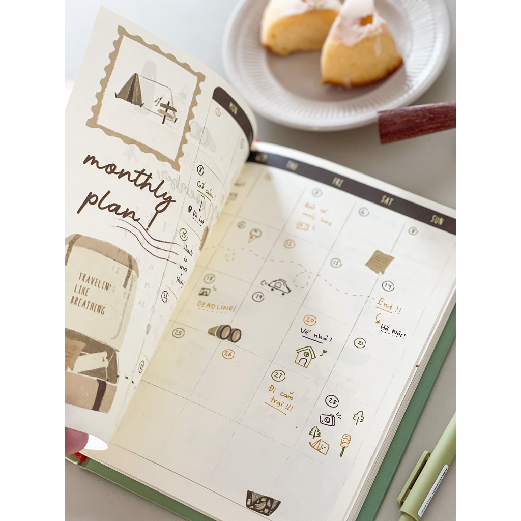 Combo Sổ Crabit Playful Daily Bullet Journal - Sổ in sẵn layout bullet journal 12 tháng, in màu