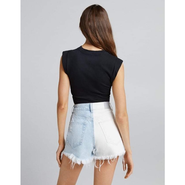 Quần short jean lưng cao 2 màu Berskha