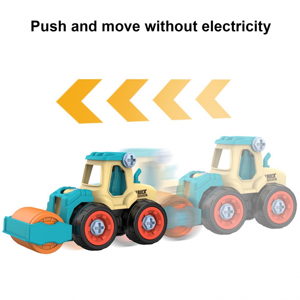 Bộ 4 mô hình xe cần cẩu đồ chơi màu xanh dương cho bé 3-5 tuổi