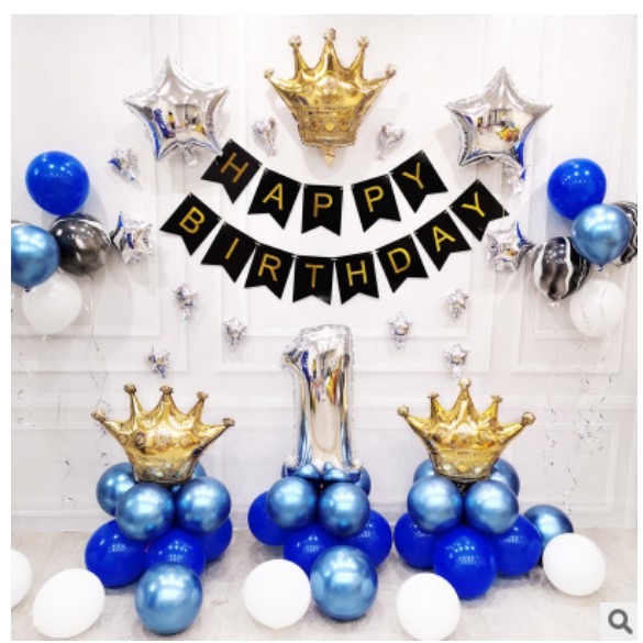 Set trăng trí sinh nhật màu xanh 006