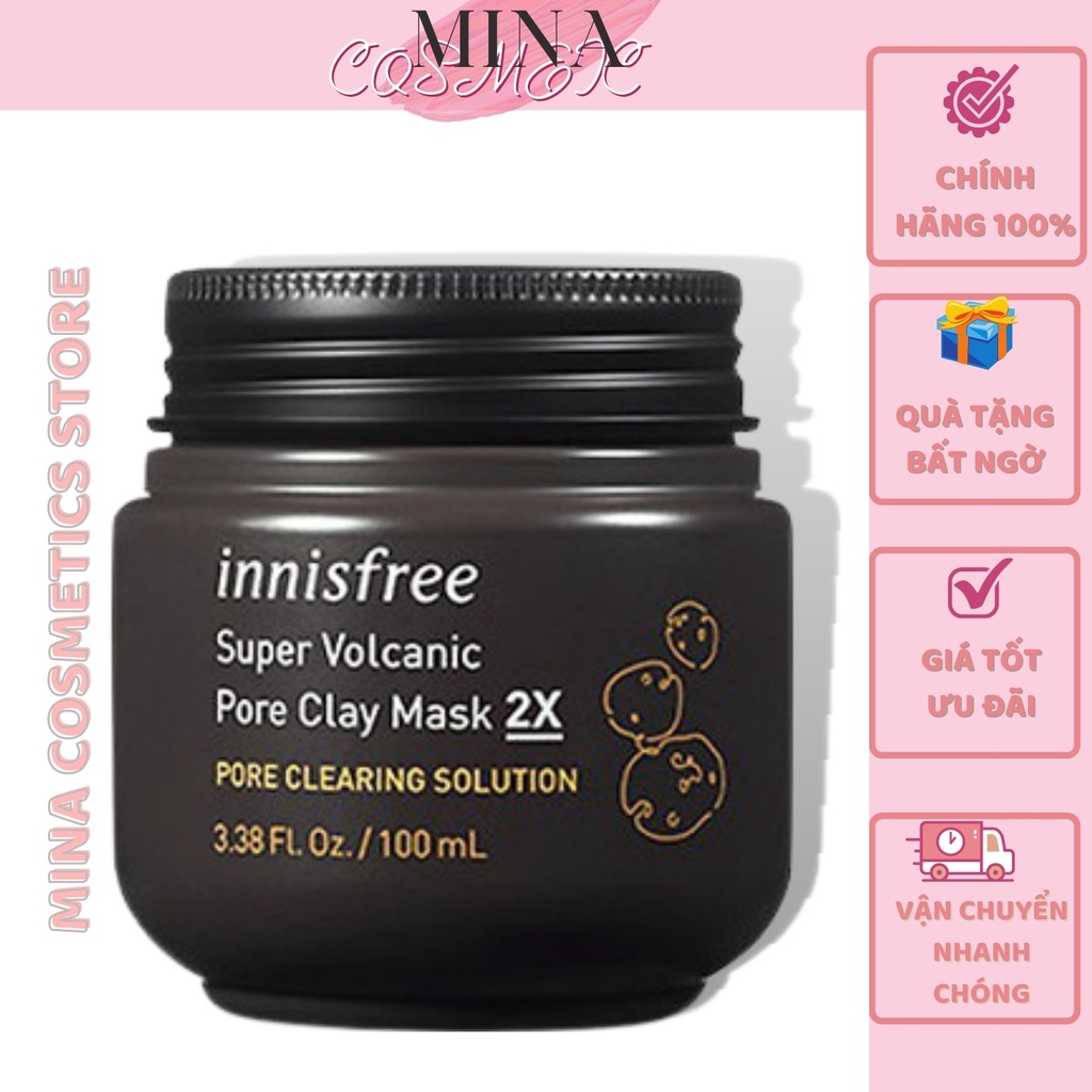 [Cam Kết Chuẩn Auth] Mặt Nạ Đất Sét Innisfree Super Volcanic Pore Clay Mask 2X 100ml