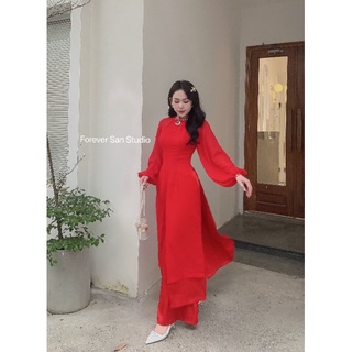 Tứ thân đỏ tươi  tay phồng dài