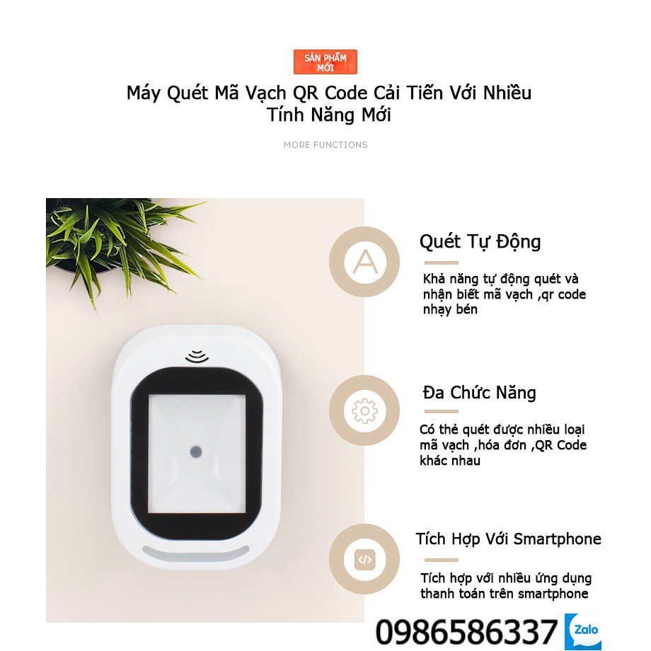 [8HEO HN] Máy quét mã vạch, QR code ChiTeng T97 hỗ trợ thanh toán qua màn hình mobile [Hàng Xịn]