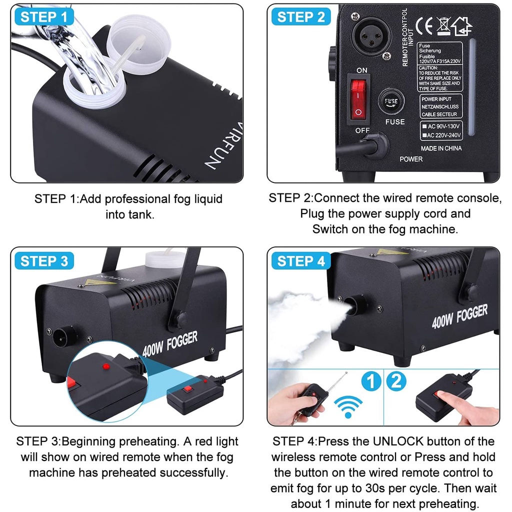 Máy Phá Sương Mù Điều Khiển Từ Xa Không Dây 400W Phù Hợp Cho Tiệc Halloween