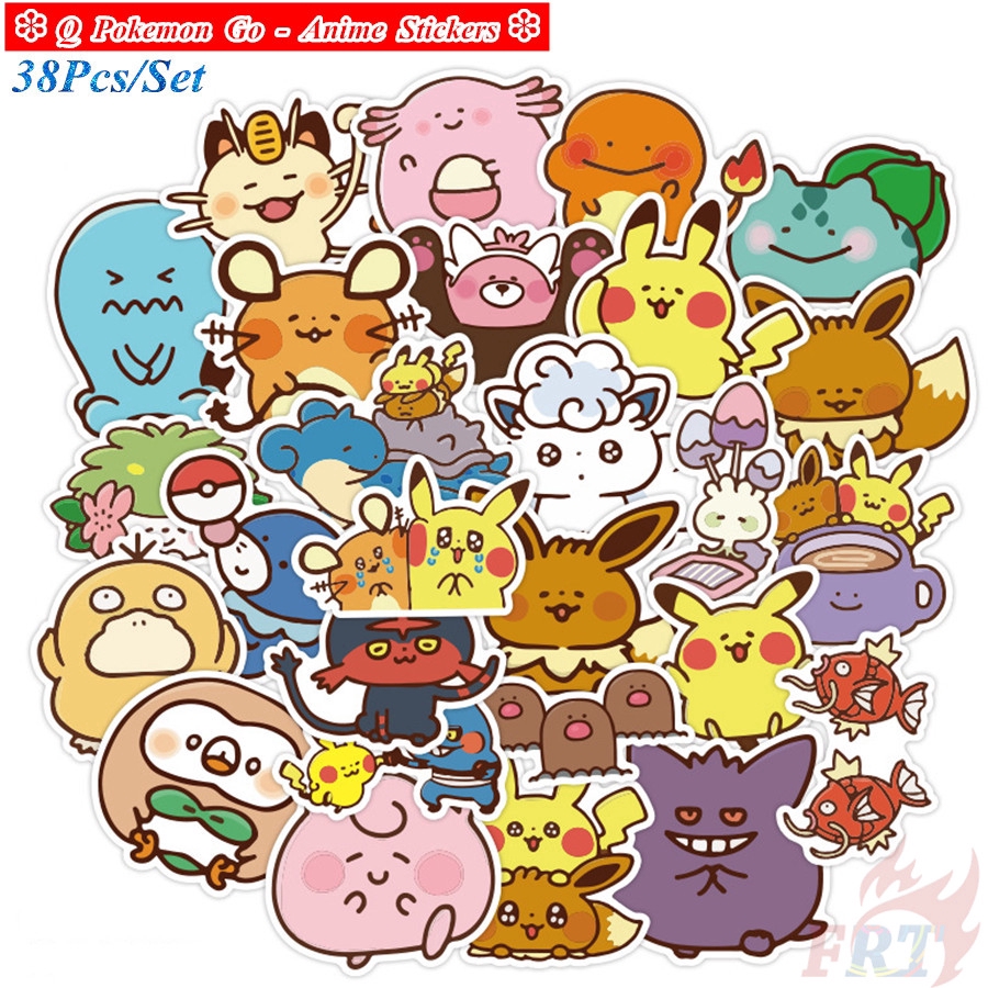 ❉ Q Pokemon Go Series 01 Funny Stickers ❉ 38Pcs/Set Anime Diy Fashion Mixed  Luggage Laptop Skateboard Doodle Decals Stickers | Shopee Việt Nam