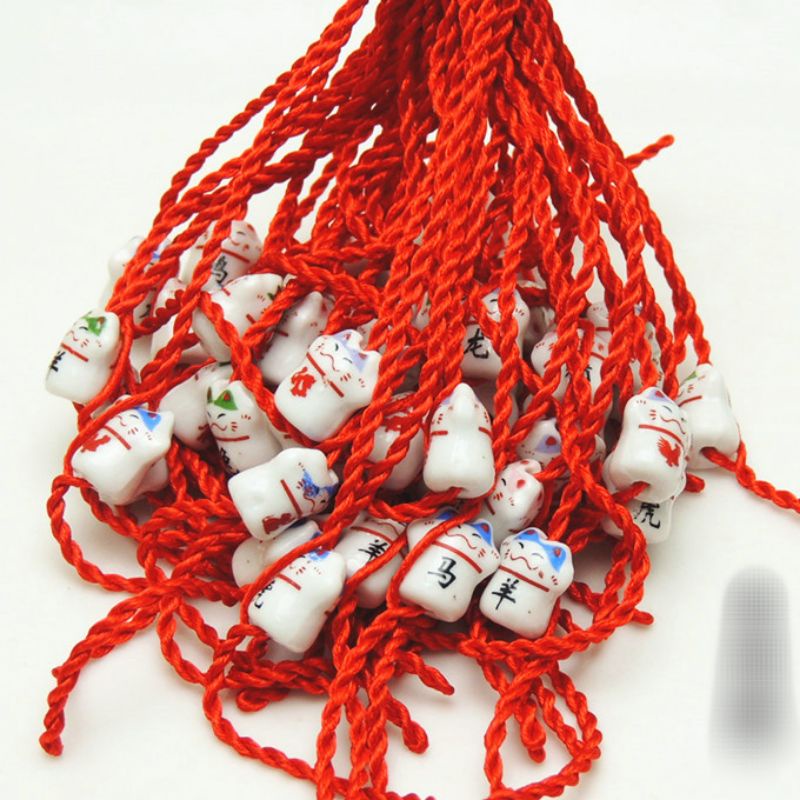 Vòng tay dây đeo mèo sứ may măn dây 12 con giáp/tình duyên/học tập/ sức khỏe/nam nữ chỉ đỏ đeo tay
