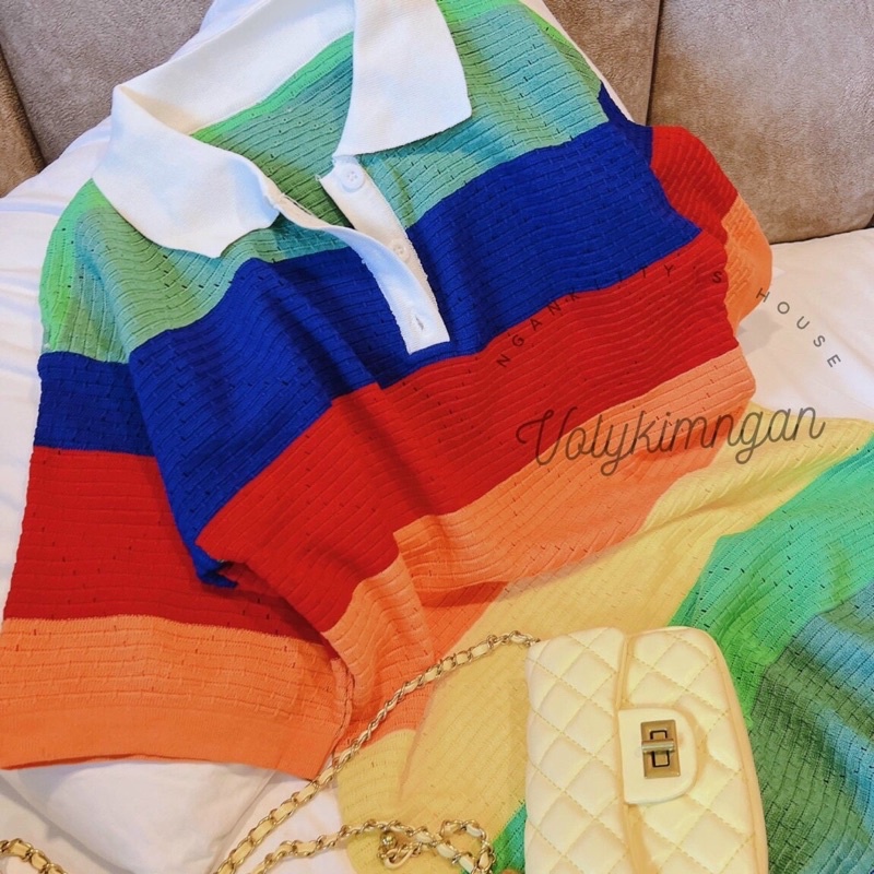 Đầm len kẻ ngang màu sắc siêu xinh