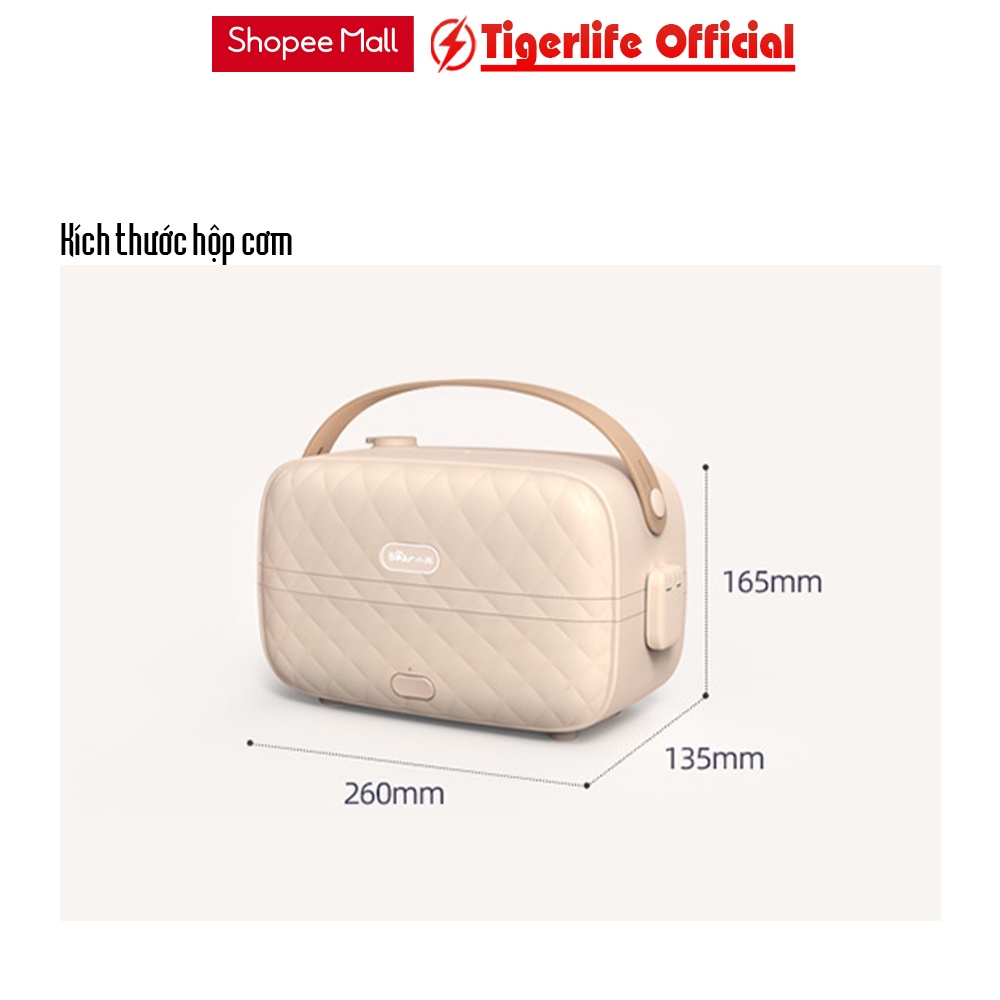 Hôp cơm cắm điện Tigerlife bearDHF-P10C Nấu cơm đồ ăn hâm nóng ninh nấu kèm túi đũa thìa