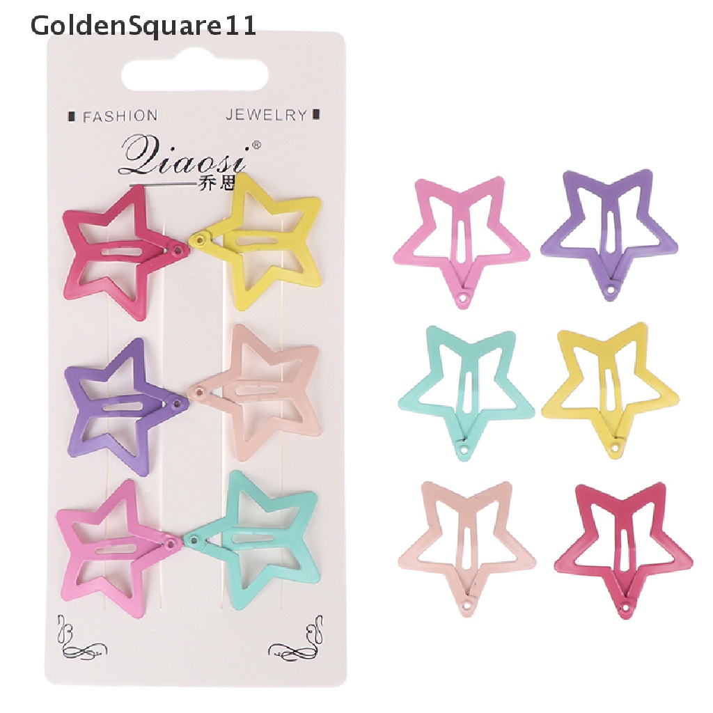 Set 6 Kẹp Tóc Kim Loại Hình Ngôi Sao Dễ Thương Cho Bé Gái Goldsquare11