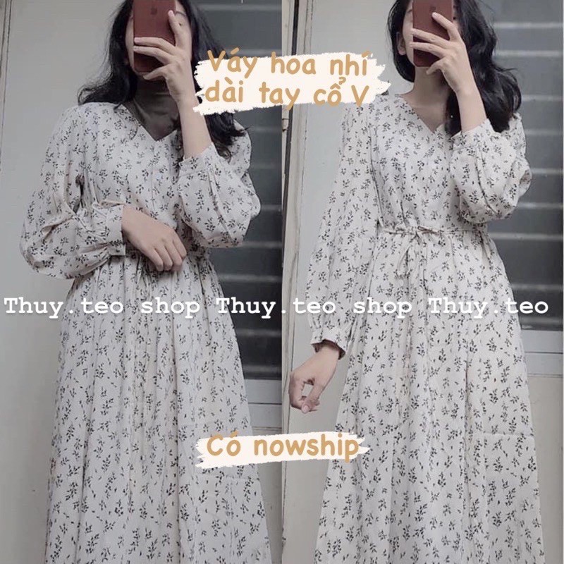 (Váy Babydoll Ulzzang cổ tim hoa nhí tay chun ( hình thật, sẵn)