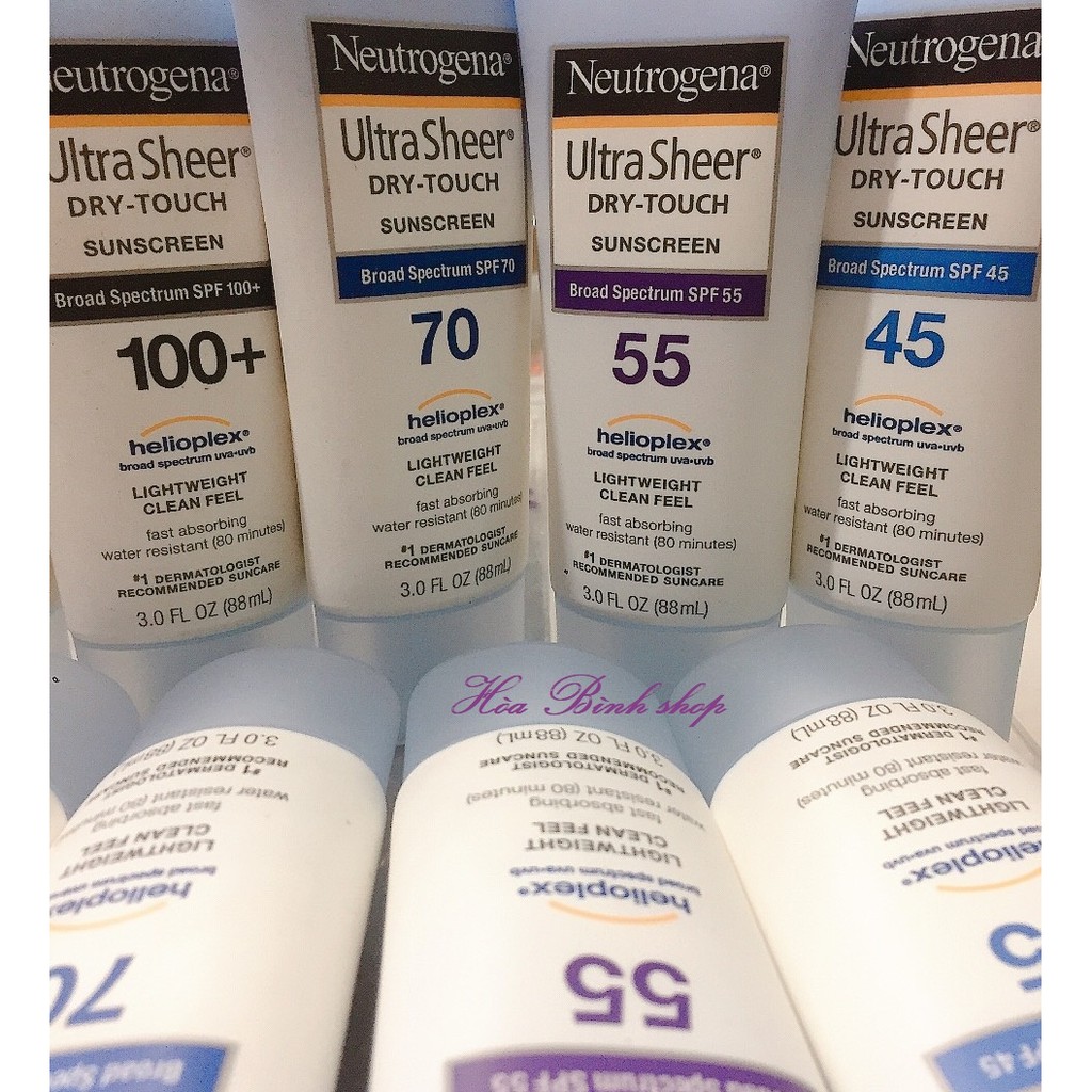 Kem chống nắng đi biển Neutrogena Ultra sheer spf 45,55,70,85,100  hàng Mỹ