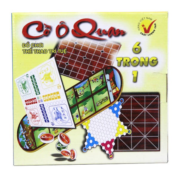 Set 6 Bộ Cờ Ô Quan, Cờ Vây, Cờ Caro, Cờ Cá Ngựa, Cờ Nhảy, Cờ Gánh