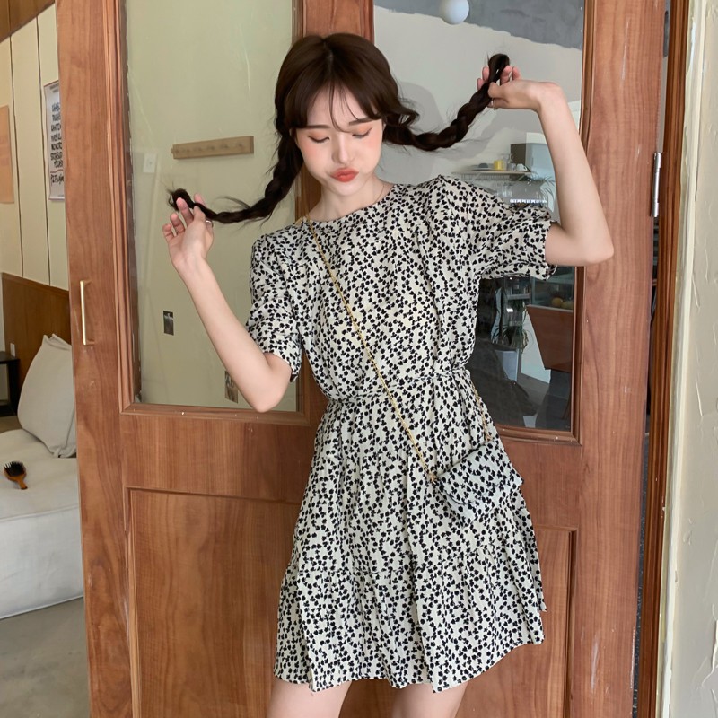 Đầm Thời Trang Nhấn Eo Họa Tiết Bông Hoa Phong Cách Vintage | BigBuy360 - bigbuy360.vn