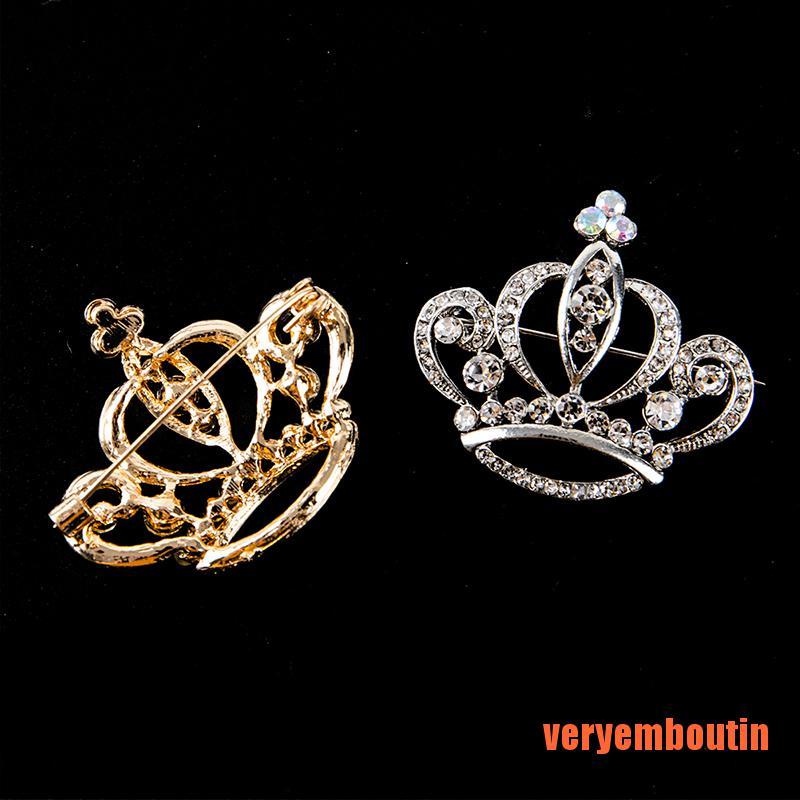 Ghim Cài Áo Hình Vương Miện Đính Đá Thời Trang